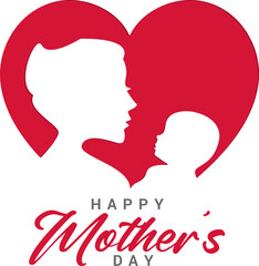 Happy Mother's Day logo flyer creative template background card design idea social media post illustration, A Celebration of Love, I Love My Mom, Mom and Baby in a Heart