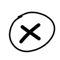 Fototapeta premium Cross icon with hand-drawn circle