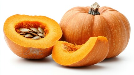 Fresh pumpkin slices with seeds
