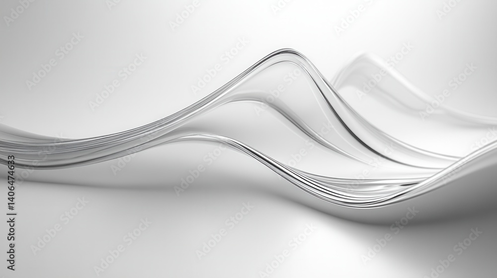 Poster a minimalistic image showcasing flowing sheets of paper, creating soft curves and waves against a li