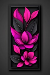 Elegant Floral Arrangement with 3D Paper Cut Effect on Dark Backdrop