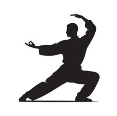 Tai Chi pose silhouette vector illustration