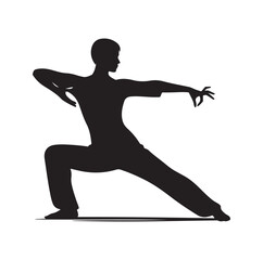 Tai Chi pose silhouette vector illustration
