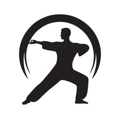 Tai Chi pose silhouette vector illustration