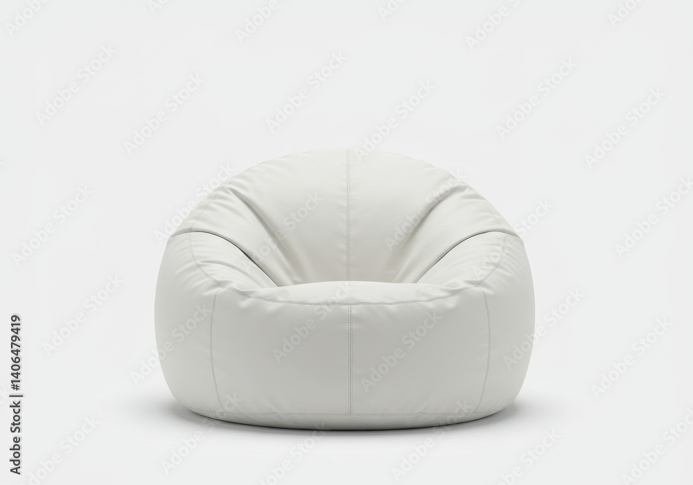 Poster a simple studio shot of a white beanbag chair on a white background in a minimalist style setting