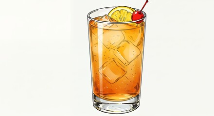 Detailed illustration of a refreshing cocktail