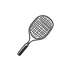 Handdrawn style Tennis Racket with Stringed Head on a Transparent Background