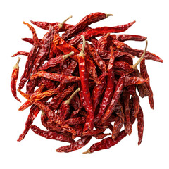 Dried red chilies pepper isolated on white background