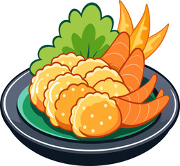 Title: Crispy Shrimp Tempura Vector Illustration