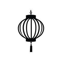 Fototapeta premium Hanging Paper Lantern with Transparent Background in Simple Line Art Style