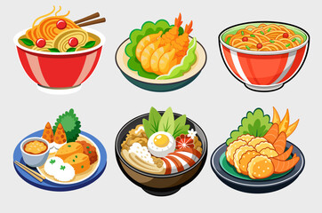 Asian Cuisine Set Vector Illustration