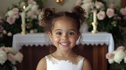 Child's Joyful Smile at Traditional Wedding Ceremony: Capturing Innocent Bliss and Playful Happiness