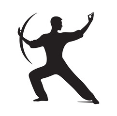 Tai Chi pose silhouette vector illustration