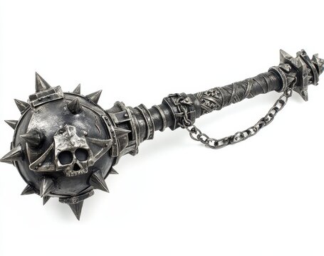Ornate metal mace with spikes