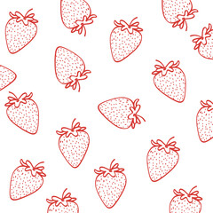 Strawberry Seamless Pattern Doodle Illustration Vector Design