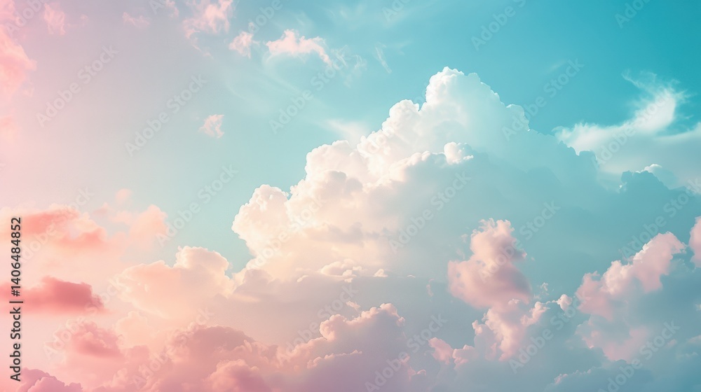 Aufkleber soft pastel gradient clouds creating an abstract sky background in sweet, gentle colors.