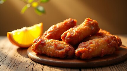 fried chicken wings with sauce