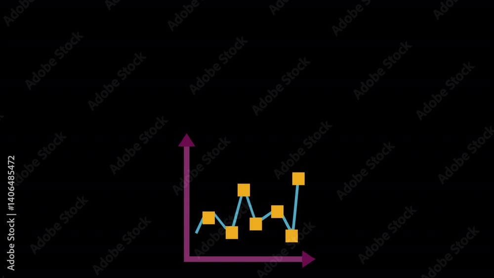 Poster simple line graph with yellow data points on a black background. perfect for business presentations,