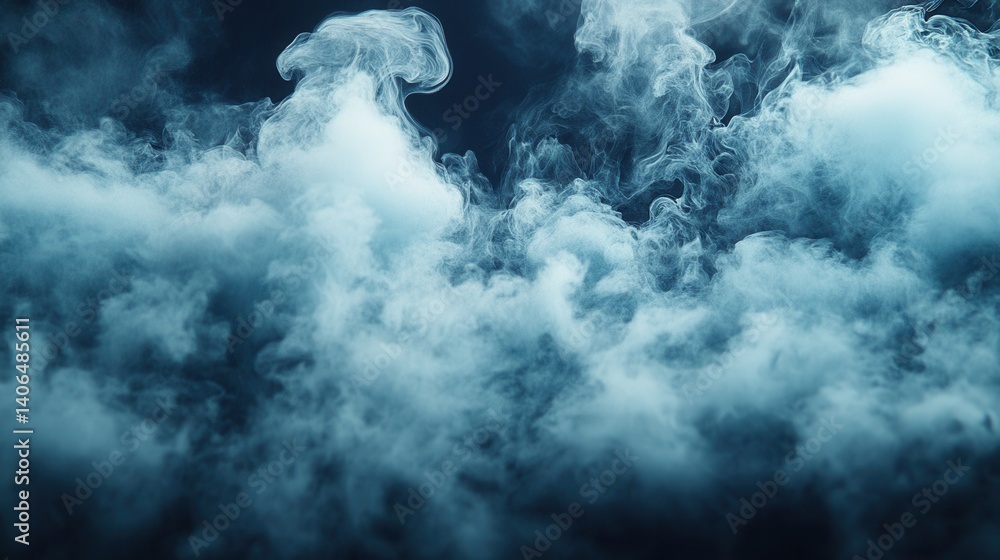 Poster a swirling cloud of mist and vapor, creating an ethereal and mysterious atmosphere with soft, flowin