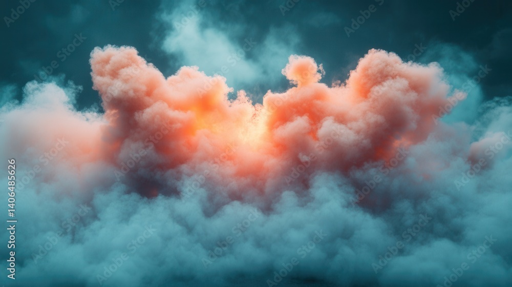 Poster a vibrant display of colorful clouds illuminated by soft light, creating a dreamy and surreal atmosp