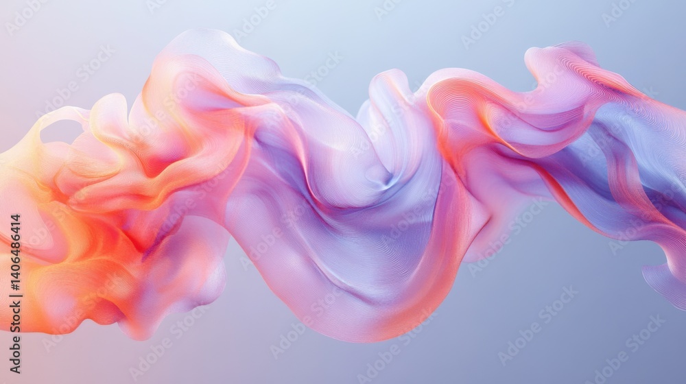 Poster a flowing abstract design featuring soft pastel colors, creating a sense of movement and fluidity in
