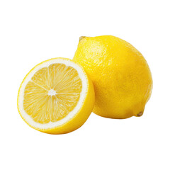 Fresh lemon whole and slices fruit isolated background