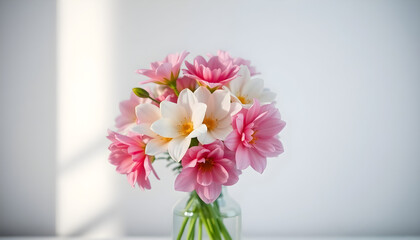 Fototapeta premium vase filled with pink and white flowers