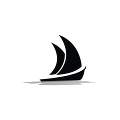 Silhouette of Dhow logo design  Traditional Sailboat