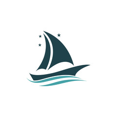 Silhouette of Dhow logo design  Traditional Sailboat