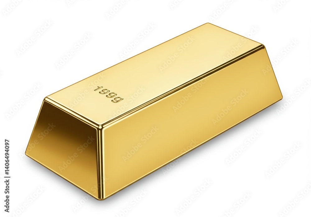 Poster a single shiny gold bar with the number 1999 engraved on its surface displayed on a white background