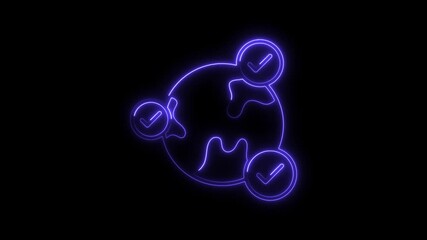Glowing neon voting icon 4k isolated on black background. HD Video motion graphic animation