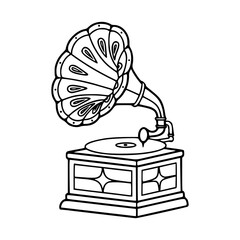 antique gramophone line art