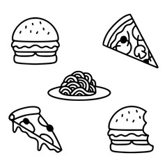 fast food classic line art set