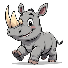 Adorable cartoon rhino in PNG style, ideal for kids' designs and decor
