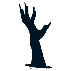 Halloween Zombie Hand Silhouette in Creepy Design and Shape. Flat Vector Illustration
