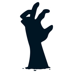 Halloween Zombie Hand Silhouette in Creepy Design and Shape. Flat Vector Illustration