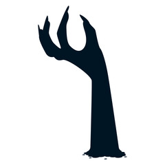 Halloween Zombie Hand Silhouette in Creepy Design and Shape. Flat Vector Illustration