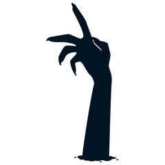 Halloween Zombie Hand Silhouette in Creepy Design and Shape. Flat Vector Illustration