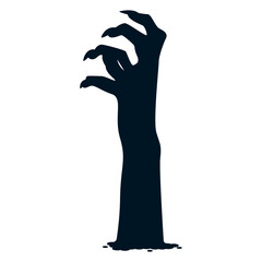 Halloween Zombie Hand Silhouette in Creepy Design and Shape. Flat Vector Illustration