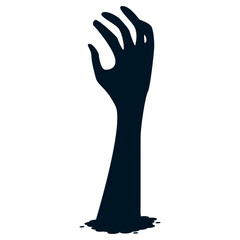 Halloween Zombie Hand Silhouette in Creepy Design and Shape. Flat Vector Illustration