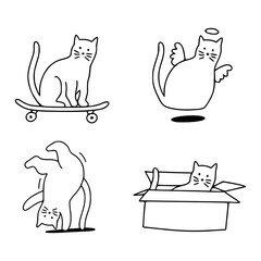 funny cats line art collection