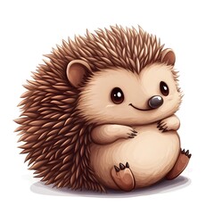 A cute cartoon hedgehog curled into a ball, isolated on a white background

