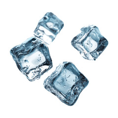 Obraz premium Four flying ice cubes cut out