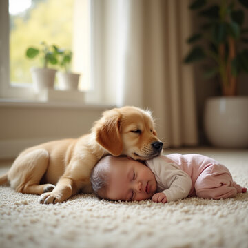 Calm Naps - Warm Moments of Puppies and Babies 1