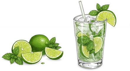 Vibrant mojito illustration design stock