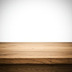 Blank wooden tabletop surface against a white isolated background.