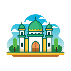 Mosque Vector Icon Illustration. Moslem Building Icon Concept Isolated Premium Vector. Flat Cartoon Style Free Vector and Free EPS