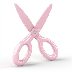 Pink Scissors with Smooth Handles on a White Background