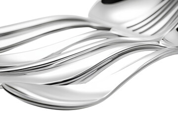 Obraz premium Elegant Silverware Set Smooth Curves Shiny Cutlery Luxury Design
