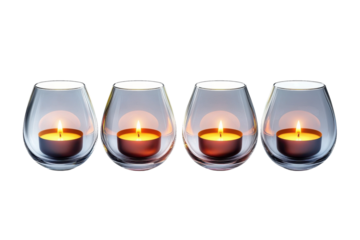 Four glowing glass candle holders warm ambiance romantic home decor